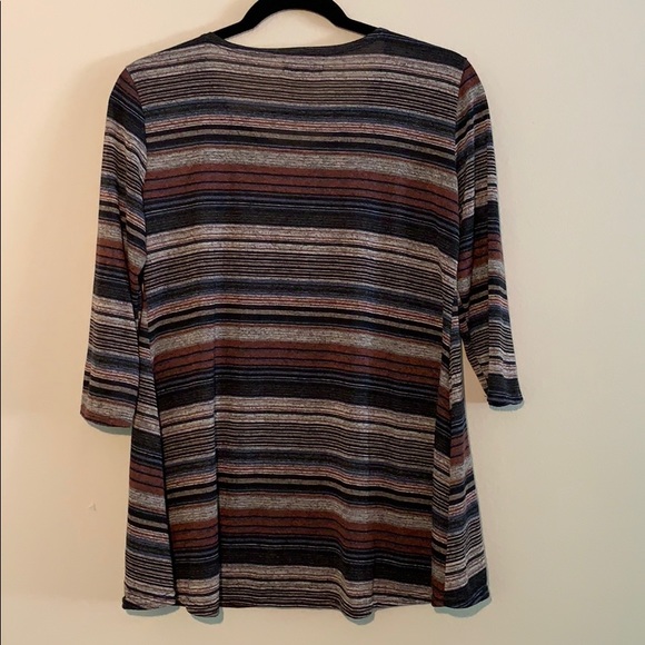 Ivy Greed Women's Brown Striped Summer Sweater, ML - Picture 4 of 7
